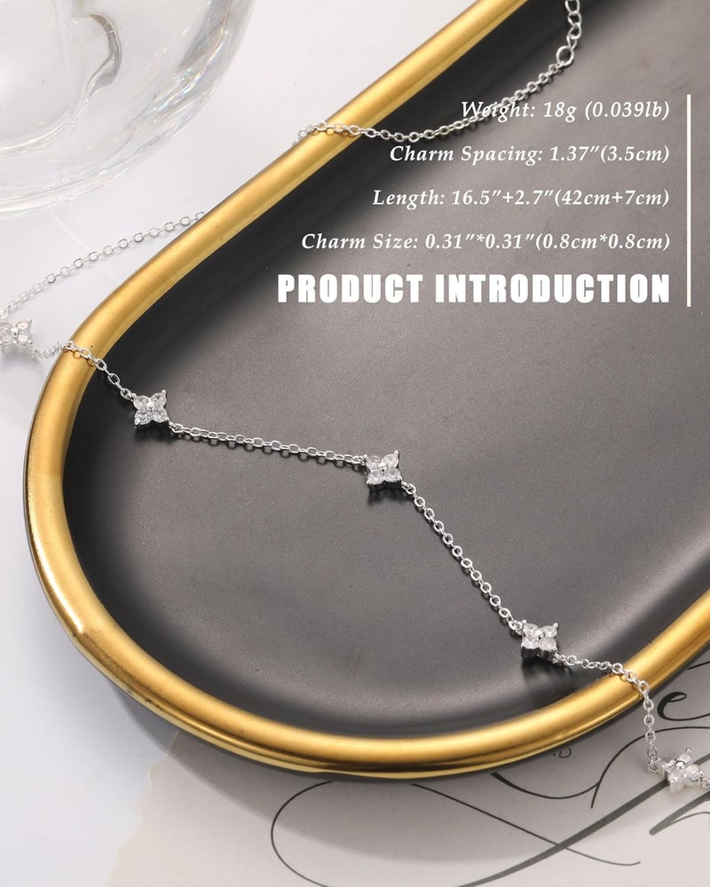 FUNEIA Dainty Silver Gold Necklaces for Women Trendy Non Tarnish 14K Gold Plated Cubic Zirconia Necklace Layered Cute Butterfly Heart Station Choker Necklace Stack for Wedding Prom Brides Jewelry - Image 4